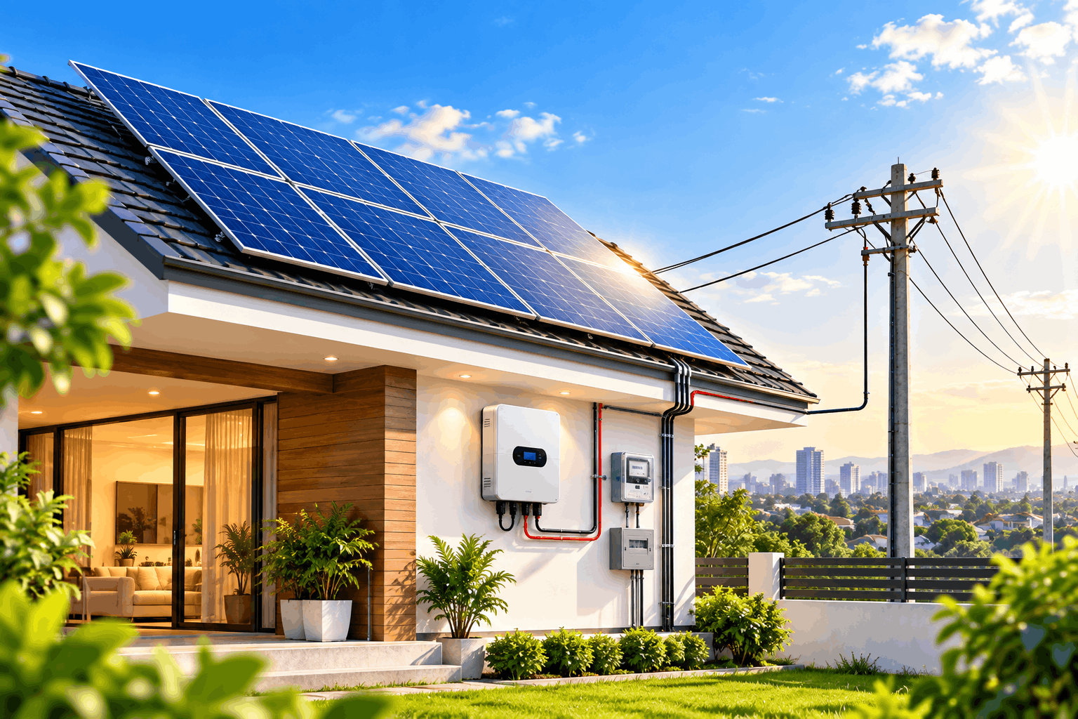 Grid-connected rooftop solar system