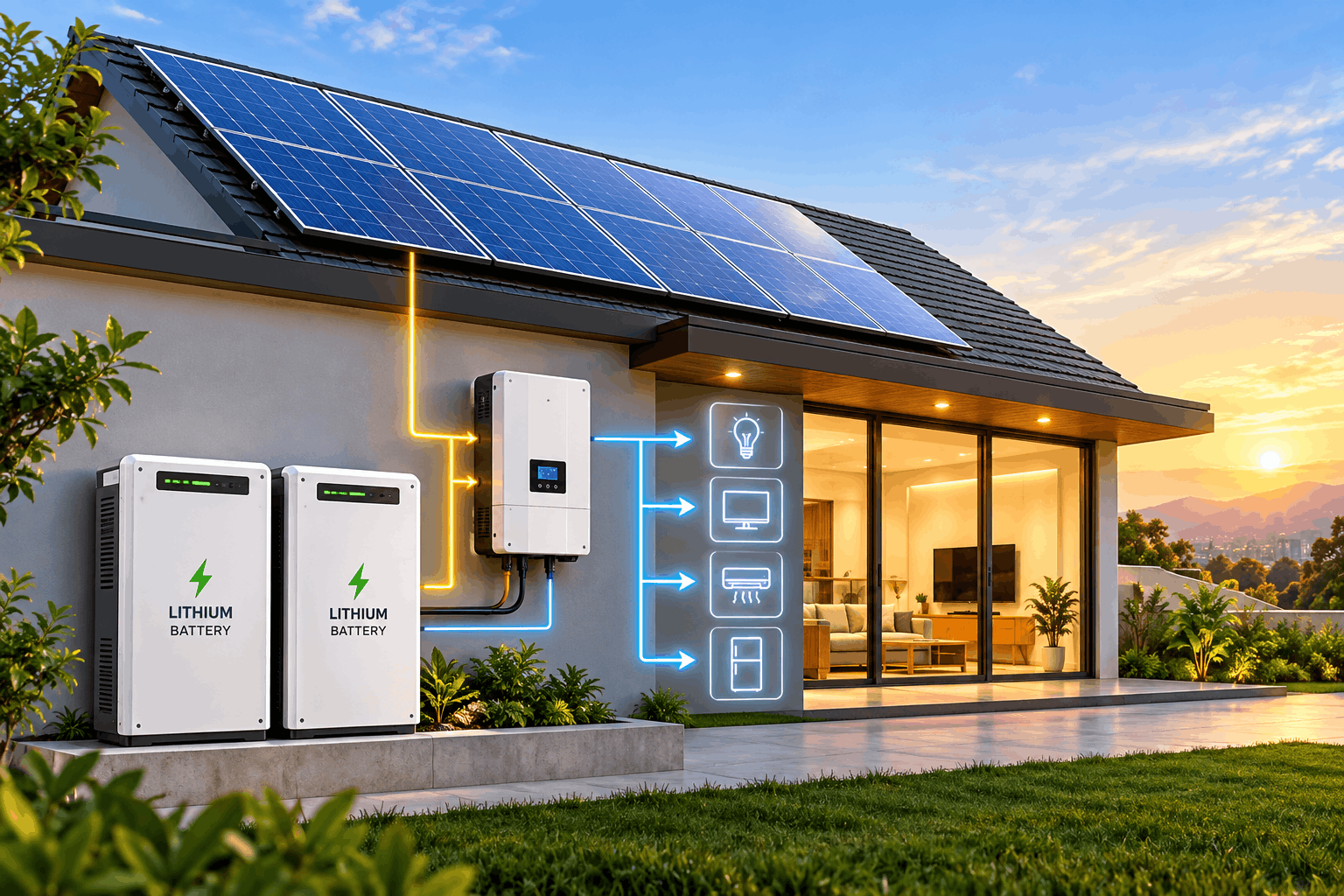 Hybrid solar system with battery storage
